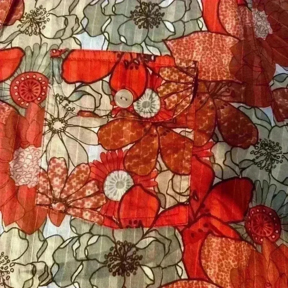 Liz & Me Plus Size Tops Button Down Floral with Front Pockets 5XL - Picture 3 of 9